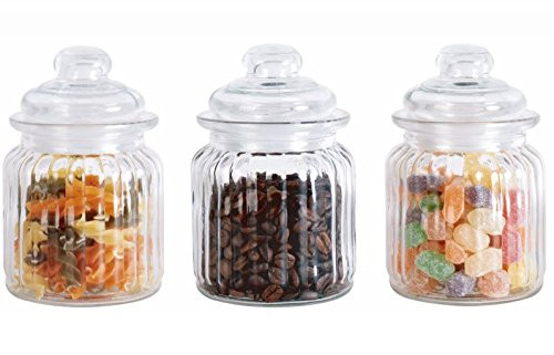 LAV B2111F-3 3 Piece Europeware Storage Jar Set, Clear