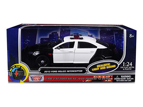 Motormax 79539 1 24 WB  2013 Ford Police Interceptor with Light  Sound BlackWhite