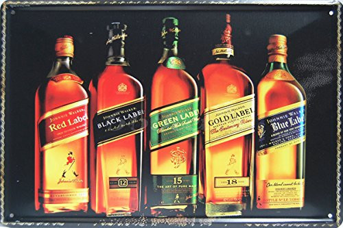 Johnnie Walker Whiskey Metal Tin Sign Vintage Style Wall Ornament Coffee  Bar Decor Size 8 X 12