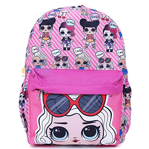 LOL 16 Large School Backpack Large Girls Book Bag All Over Print Pink