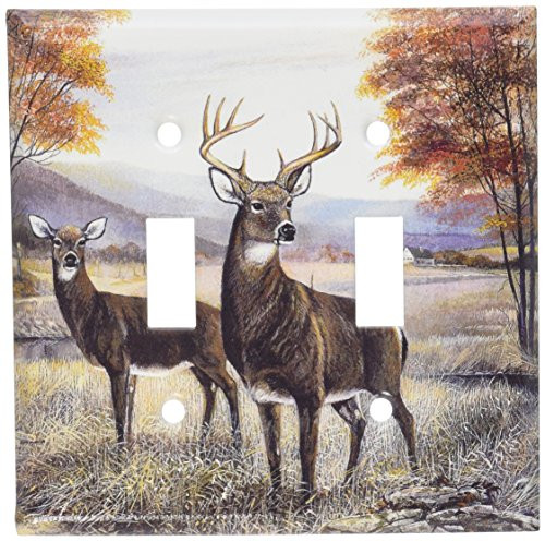 Art Plates - White Tail Deer Switch Plate - Double Toggle