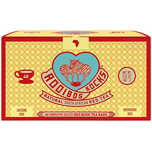 Rooibos Tea Organic Tagless Teabags - 40 South African Red Bush Herbal Tea Bags, By Rooibos Rocks (40ct) Rooibos Tea Organic Tagless Teabags - 40 South African Red Bush Herbal Tea Bags, By Rooibos Rocks (40ct)