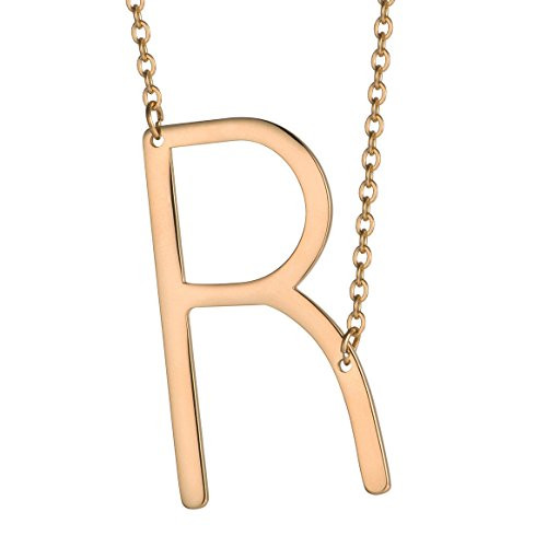 HUAN XUN Big Initial R Necklaces Stainless Steel Jewelrys Name 18k Plated Color HUAN XUN Big Initial R Necklaces Stainless Steel Jewelrys Name 18k Plated Color
