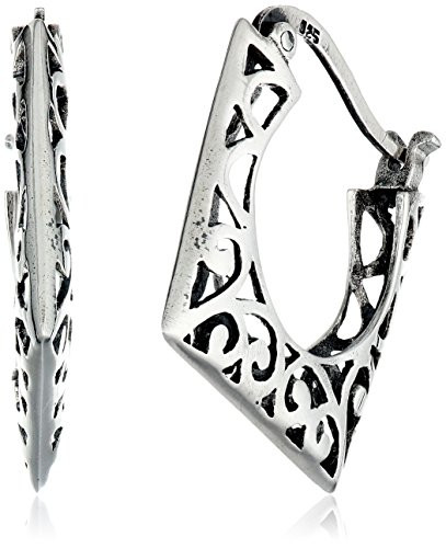 Sterling Silver BaliInspired Filigree Square Hoop Earrings