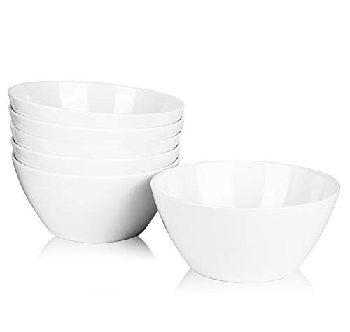 6inch Melamine Bowls 26ounce Cereal Bowls Salad Bowls set of 6 White  100 Melamine Dishwasher Safe BPA Free