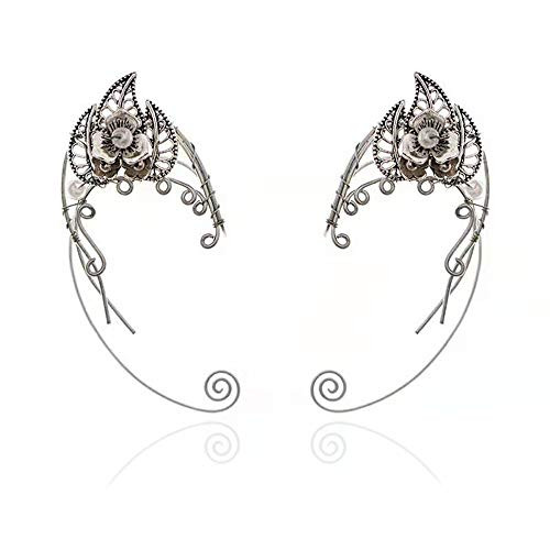 Yolmina Elf Ear Cuffs Handmade Clipon Earrings Elven Cuff Wrap Earrings for Women  Pearl Wing Tassel Filigree  Fantasy Fairy Halloween Costume Cosplay Wedding Handcraft