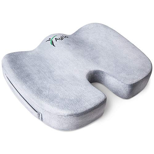 Aylio Coccyx Orthopedic Comfort Foam Seat Cushion for Lower Back Tailbone and Sciatica Pain Relief Gray