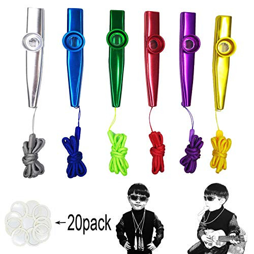 Fartime 6Pcs Metal Kazoos With LanyardsWith 12Pcs Kazoo Flute Diaphragms?Musical InstrumentsGood Gift for KidsA Good Companion for Ukulele Violin GuitarPiano Keyboard Fartime 6Pcs Metal Kazoos With LanyardsWith 12Pcs Kazoo Flute Diaphragms?Musical InstrumentsGood Gift for KidsA Good Companion for Ukulele Violin GuitarPiano Keyboard