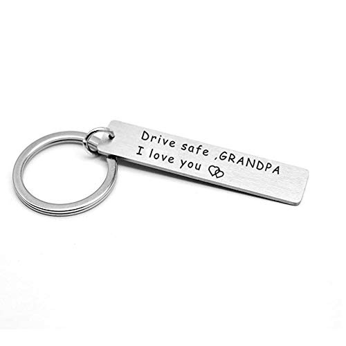 Drive Safe Grandpa I Love You Keychain Grandfather Keyring New Driver Gift