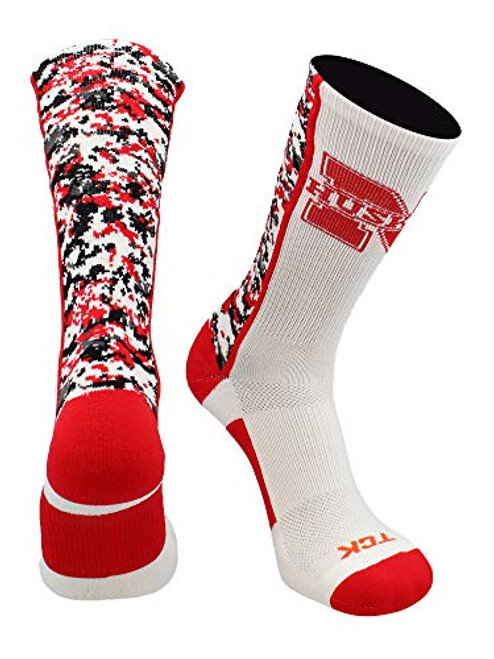 TCK Nebraska Cornhuskers Digital Camo Crew Socks WhiteScarletBlack Large TCK Nebraska Cornhuskers Digital Camo Crew Socks WhiteScarletBlack Large