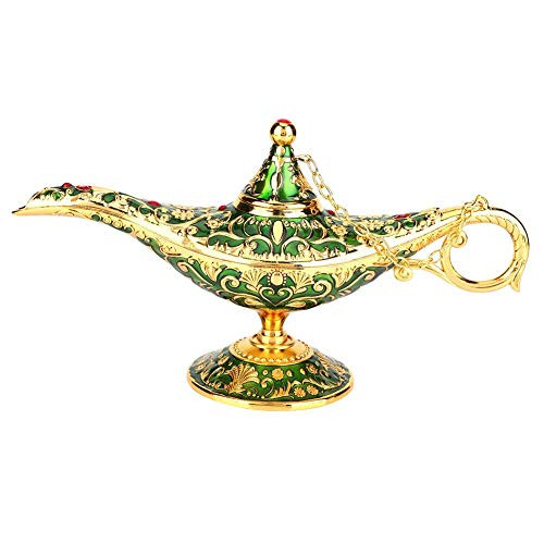 HEEPDD Aladdin Magic Genie Retro Metal Fairy Tale Teapot Home Oil Lamp Decoration for Classic Arabian Costume Props Party Halloween Birthday GiftGreen