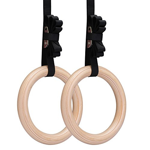 Yimidear Gymnastic Rings Wood Olympic Rings with Adjustable Buckle Straps Wooden Gym Rings for Strength Training Crossfit Pull Ups and Dips 125 Yimidear Gymnastic Rings Wood Olympic Rings with Adjustable Buckle Straps Wooden Gym Rings for Strength Training Crossfit Pull Ups and Dips 125