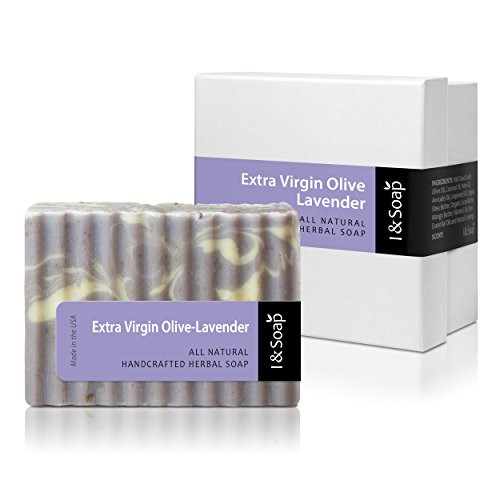 I  SOAP Extra Virgin OliveLavender Soap  100 Natural  Organic Materials  Handcrafted Herbal Soap  Gentle and Effective Facial Hand and Body Cleansing Soap Bars  Best Natural Skin Care for Very Dry Skin or Sensitive Skin  Deeply Moisturizin