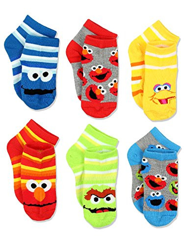 Sesame Street Boys Multi pack Socks 46  Shoe 710 Stripes Quarter 6 pk