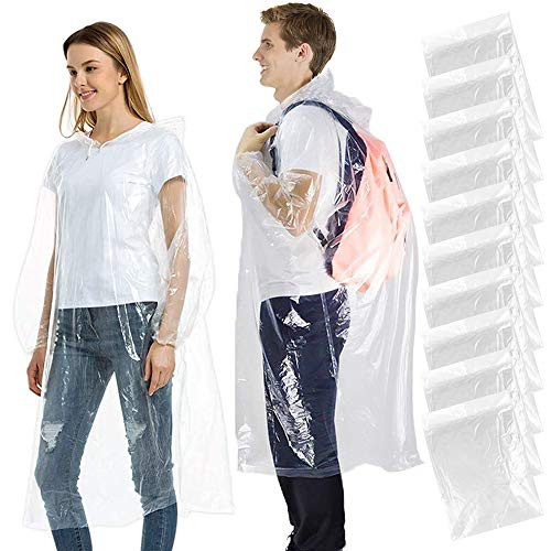 Samshow Rain Poncho Disposable Clear Adult Ponchos with Hood 10 Pack Raincoat for Men Women Emergency Waterproof for Theme Parks Hiking Camping Sports Events Samshow Rain Poncho Disposable Clear Adult Ponchos with Hood 10 Pack Raincoat for Men Women Emergency Waterproof for Theme Parks Hiking Camping Sports Events