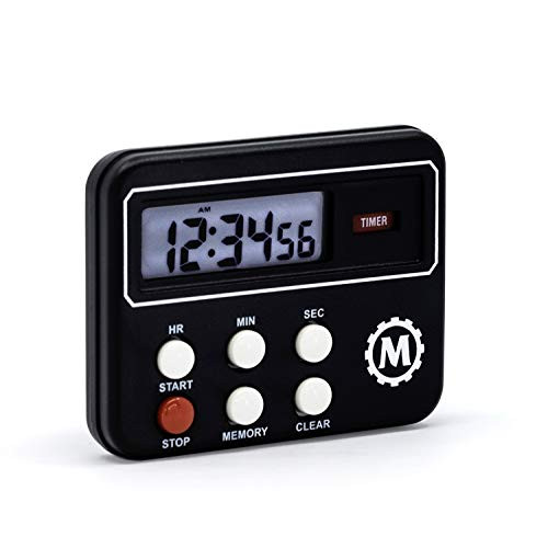 MARATHON TI080004BK New Improved 24 Hour Compact Digital Timer with Countdown, Countup & Clock Feature with Magnetic Clip - Battery Included- (Black)