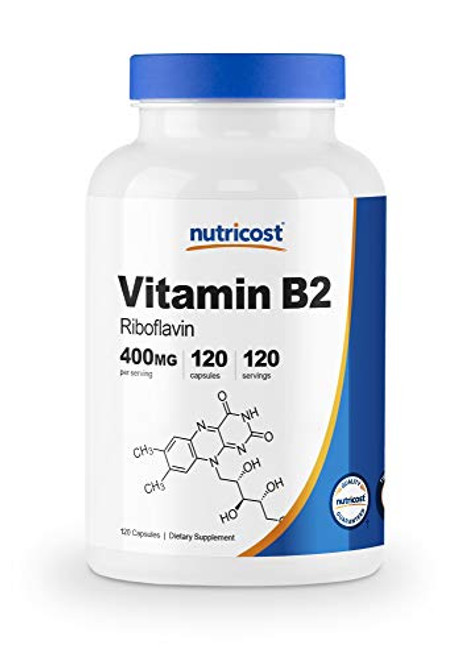 Nutricost Vitamin B2 Riboflavin 400mg 120 Capsules Gluten Free NonGMO Nutricost Vitamin B2 Riboflavin 400mg 120 Capsules Gluten Free NonGMO