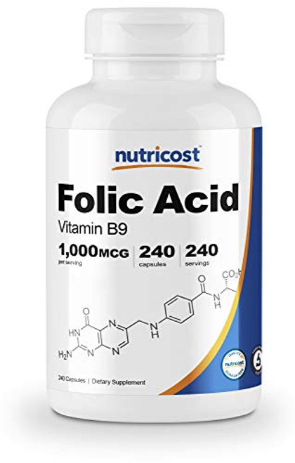 Nutricost Folic Acid Vitamin B9 1000 mcg 240 Capsules Nutricost Folic Acid Vitamin B9 1000 mcg 240 Capsules