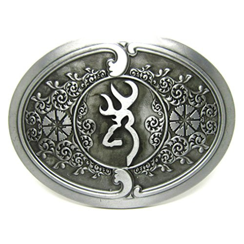 MASOP Vintage Western Cowboy Oval Grey Browning Belt Buckles Metal