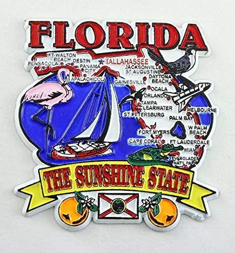 Florida State Elements Map Fridge Collectible Souvenir Magnet