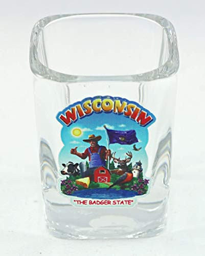 Wisconsin State Montage Square Shot Glass