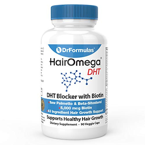 DrFormulas DHT Blocker for Men and Women HairOmega Advanced Hair Growth Supplements with Biotin 5000 mcg Hair Loss Vitamins Pills 45 Day Supply DrFormulas DHT Blocker for Men and Women HairOmega Advanced Hair Growth Supplements with Biotin 5000 mcg Hair Loss Vitamins Pills 45 Day Supply