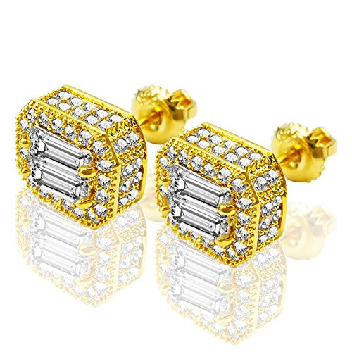 KENIY Square 18K Gold Plated Cubic Zirconia Stud Earring Fashion Bride Jewelry For Women Gold KENIY Square 18K Gold Plated Cubic Zirconia Stud Earring Fashion Bride Jewelry For Women Gold