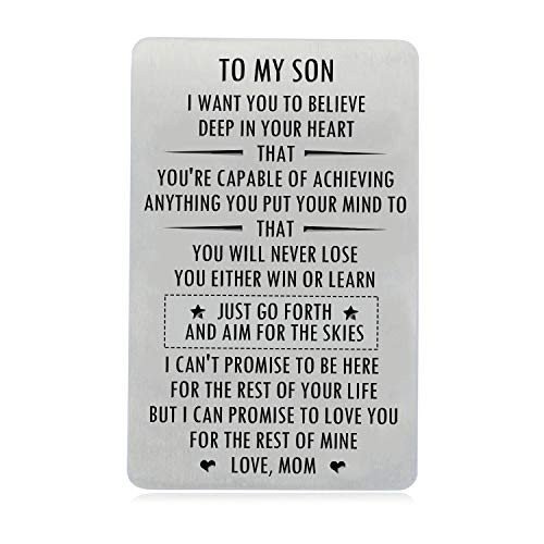 Inspirational Gifts for Son from Mom Engraved Wallet Inserts with Motivational Quotes Wallet Insert Cards for Graduation Birthday Gift Ideas