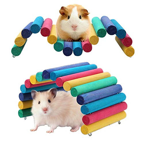 PIVBY Wooden Hamster Ladder Bridge Small Animal Chew Toy Mouse Rat Rodents Hideout ToyPack of 2