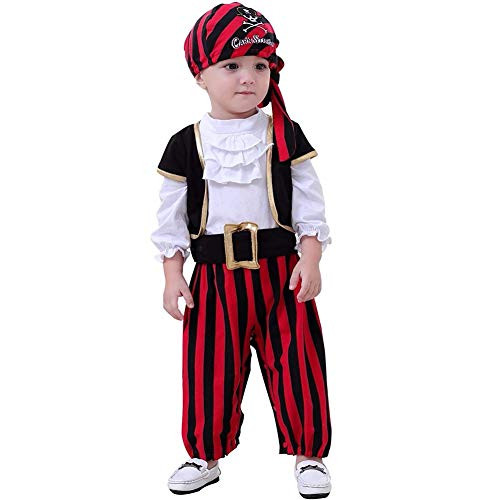ZTie Little Pirate Costume for Halloween Party Baby Toddler Pirates Outfit Headscarf Belt Set 1218 Months Black White