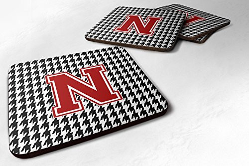 Carolines Treasures MonogramHoundstooth Foam Coasters Set of 4 Initial N 35 H x 35 W Multicolor