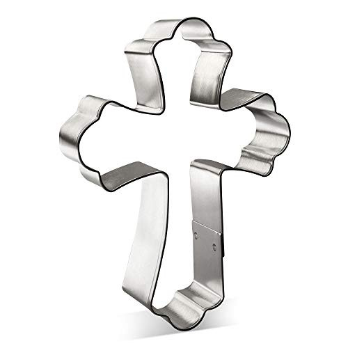 Fancy Cross Cookie Cutter 5 in B1296 Foose Cookie Cutters USA Tin Plate Steel Fancy Cross Cookie Cutter 5 in B1296 Foose Cookie Cutters USA Tin Plate Steel