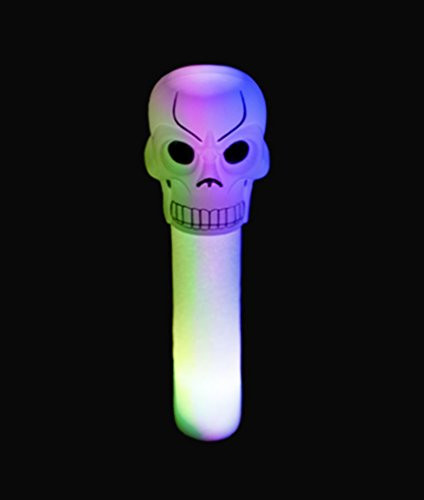 Fun Central AU076 1 Pc LED Foam Skull Wand Glowing Wand LED Wand Light up Wand