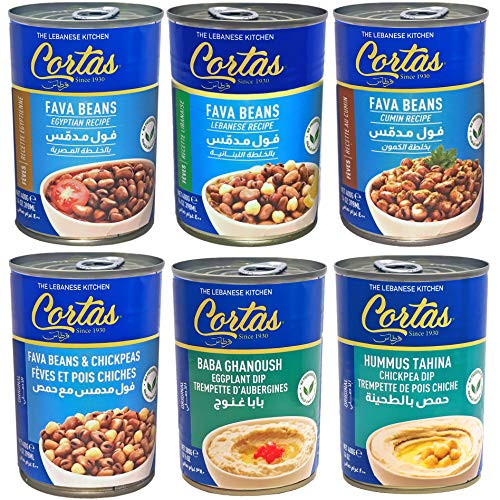 Cortas Combo of Fava Beans Appetizers 6 Cans Lebanese Egyptian recipe Fava Beans with Cumin Fava Beans Chickpes Baba Ghanoush Hummus Tahina Cortas Combo of Fava Beans Appetizers 6 Cans Lebanese Egyptian recipe Fava Beans with Cumin Fava Beans Chickpes Baba Ghanoush Hummus Tahina