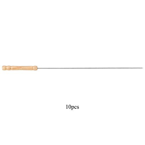 Jeffergarden 10pcs Barbecue Skewers Roasting Sticks Wooden Handle Meat Hot Dog Fork for BBQ Camping Cookware Campfire Grill Cooking Camping Picnic Stainless Steel