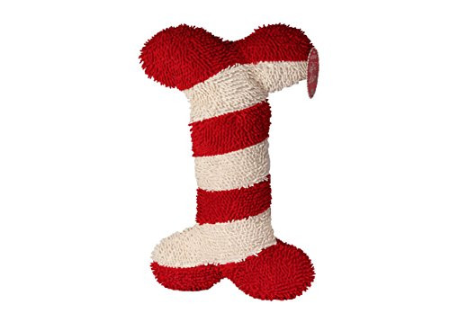 Petlou Holiday Squeak Crinkle Plush Dog Toys 16Inch CHR Twisted Bone