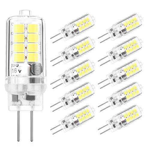 Yuiip 3W G4 LED Bulb ACDC 12V BiPin LED Light Bulbs 10W 20W Halogen Bulb Equivalent 360 Beam Angle Daylight White 6000K Nondimmable No Flicker10 Pack