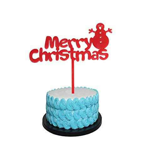 Red Glittery Merry Christmas Cake Topper Christmas Holiday Party DecorationsChristmas Cake Topper Acrylic Cake TopperWinter Merry Christmas Cake Topper