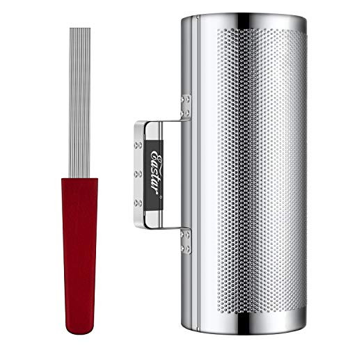 Eastar Stainless Steel Guiro Instruments Latin Percussion Instrument Shaker Musical Instruments 5 x 12 Metal Guiro with Wood Scraper