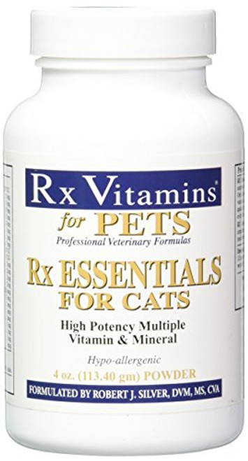 Rx Vitamins Essentials for Cats Vitamin Mineral Multivitamin Supplement Add to Wet or Dry Cat Food Powder 4 oz Rx Vitamins Essentials for Cats Vitamin Mineral Multivitamin Supplement Add to Wet or Dry Cat Food Powder 4 oz