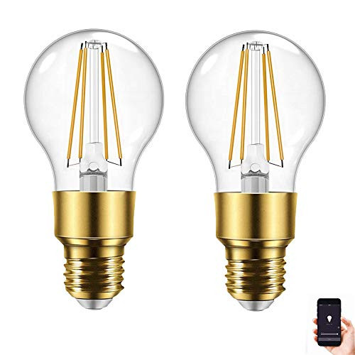 Bluestar Smart WiFi LED Light Bulb Vintage Edison Style Dimmable 60W Equivalent Compatible with Amazon Alexa Google Assistant E26 A19 Clear Light Bulb No Hub Required  2 Pack