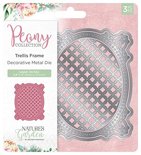 Crafters Companion Natures Garden  Peony Collection Metal Dies  Trellis Frame usone size Silver