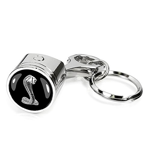 Ford Mustang Cobra Piston Style Chrome Metal Key Chain