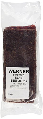 Werner Peppered Beef Jerky Slab  15 Count Giant Sheets of Beef Jerky  Made in the USA