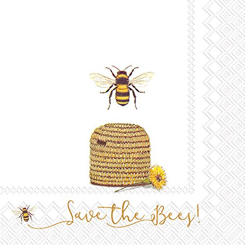 Celebrate the Home Spring 3-Ply Paper Luncheon Napkins, Save The Bees, 20-Count