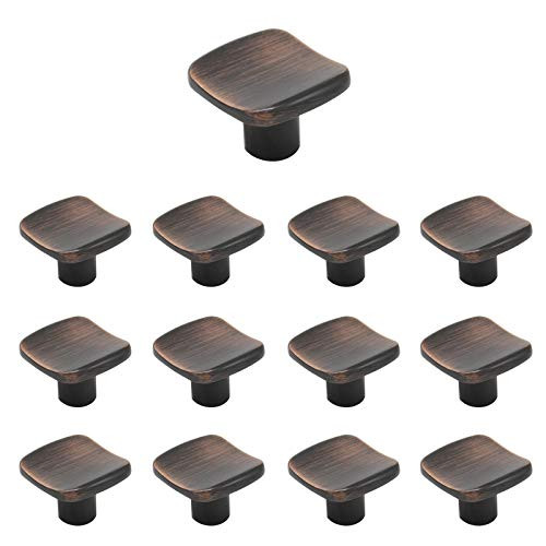 15 Pack Oil Rubbed Bronze Cabinet Knobs and Pulls Round Corner Square Flat Kitchen Drawer Knobs and Pulls 12Length Single Hole Bedroom Bathroom Hardware Knob Pulls