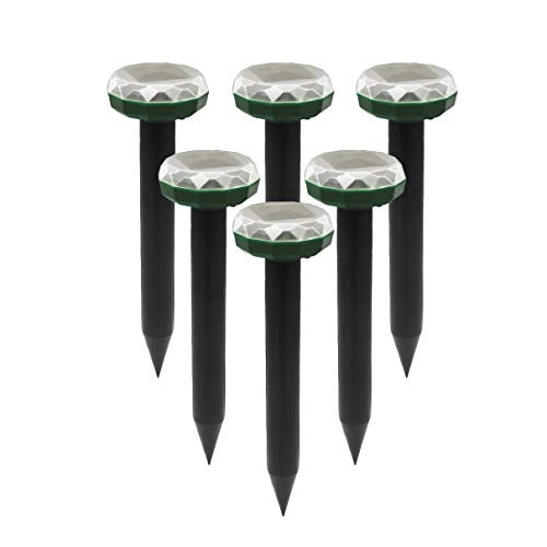 YmissL 6 Pack Outdoor Mole Repellent Solar Snake Chaser Vole Away Spikes Gopher Deterrent