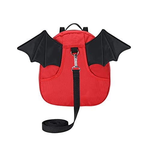 EPLAZA Toddler Baby Bat Leash Backpack with Anti Lost Wrist Leash for Child Kid Safety Walking Bat Red
