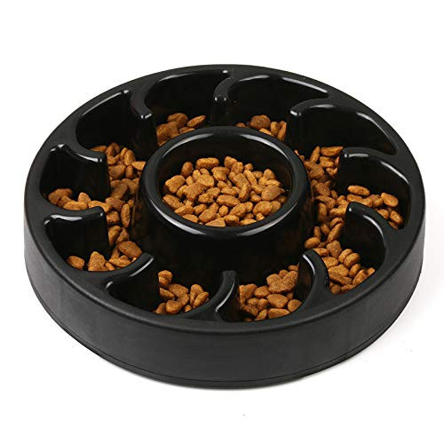 Foir Slow Feeder Dog Bowls Anti Choking Fun Feeder Slow Dog Food Dish Interactive Bloat Stop Dog Bowl Black