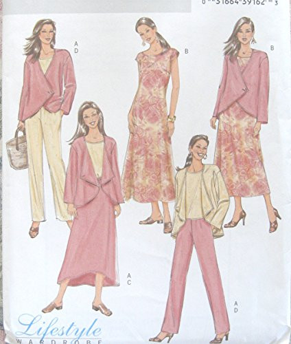 Misses Unlined Jacket Sleeveless Dress Top Skirt Pants Sewing Pattern Butterick B 4402 Size 8-10-12-14